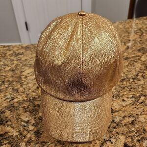 Ponyflo Gold Metallic Baseball‎ Cap with Shimmering Panels